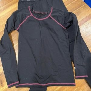 Girls 2 Piece Thermal Set All in Motion Black Pink Size L 10-12